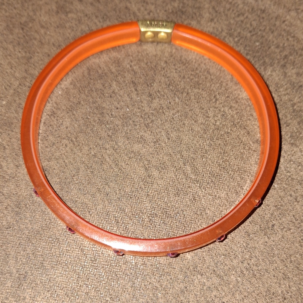 J Crew Lucite & Rhinestone Designer Bangle Stackable Bracelet - Picture 7 of 9